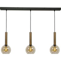 Pendelleuchte Messing Schwarz 3-flammig E27 Glas Metall von Masterlight