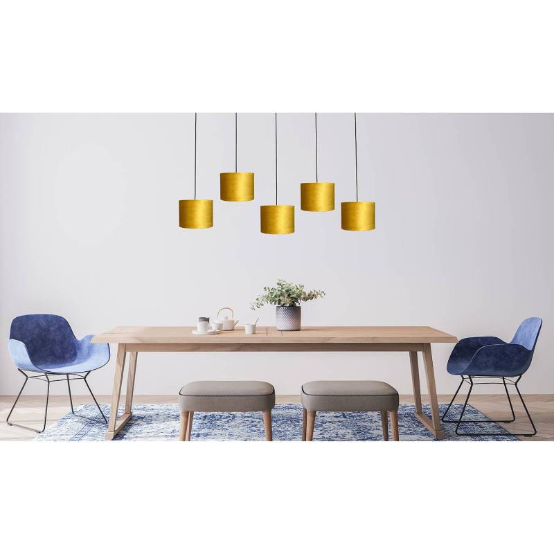 home24 Pendelleuchte Venus C V 130 x 150 x 20cm Gelb Samt E27 von home24