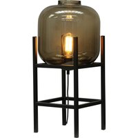 Tischlampe Rauchglas Metall 57 cm hoch E27 Schwarz von Masterlight