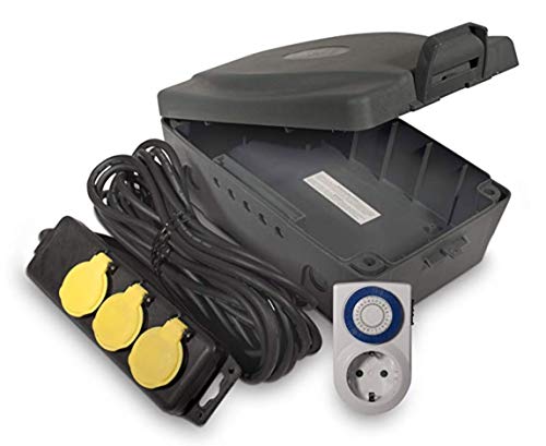 LUCECO MasterPlug WBXIP36T/E-MP wasserdichte elektrische Box für Außenbereich, Garten, IP54, mit Verlängerungskabel 6 m von Masterplug
