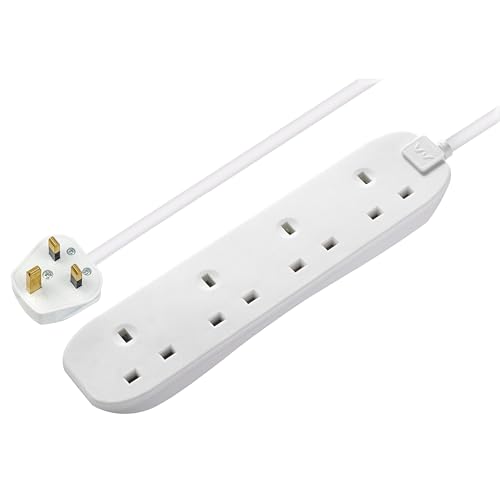 Masterplug 4-Way Compact Power Socket with 5m Extension Lead (White) von Masterplug
