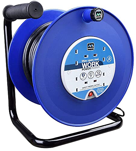 Masterplug HDCC251325/4BL-MP 4 SKT 25M 13A 2,5mm HD Open Reel Blue, Vinyl, blau von Masterplug