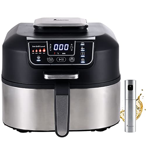 MasterPRO Smokeless Grill | Elektrogrill mit 1760W Leistung und Ölspray Set | 5 Funktionen | Heißluftfritteuse | Fritteuse, Backofen und Dörrgerät von MasterPRO