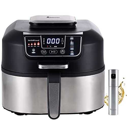 MasterPro Smokeless Grill | Elektrogrill mit 1760W Leistung und Ölspray Set | 5 Funktionen | Heißluftfritteuse | Fritteuse, Backofen und Dörrgerät, Bunt von MasterPRO