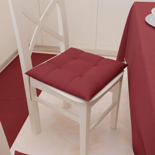 Master Houser: Stuhlkissen, max. Füllung mit Bändern, 40 x 40 cm, bequem, dekorativ, Heimtextilien, einfarbig für Küchenstühle, Garten, Esszimmer (Bordeaux) von Masters House Biancheria per la Casa