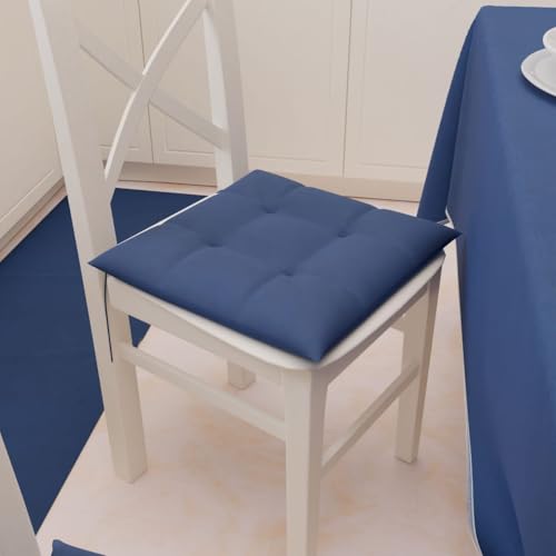 Master Houser: Stuhlkissen, max. Füllung mit Bändern, 40 x 40 cm, bequem, dekorativ, Heimtextilien, einfarbig für Küchenstühle, Garten, Esszimmer (blau) von Masters House Biancheria per la Casa
