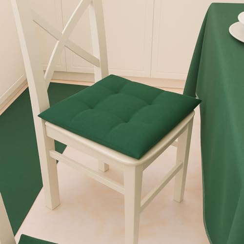 Master Houser: Stuhlkissen, max. Füllung mit Bändern, 40 x 40 cm, bequem, dekorativ, Heimtextilien, einfarbig für Küchenstühle, Garten, Esszimmer (grün) von Masters House Biancheria per la Casa