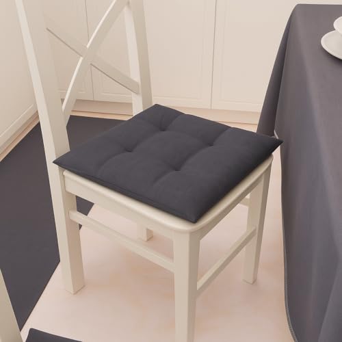Master Houser: Stuhlkissen, max. Füllung mit Bändern, 40 x 40 cm, bequem, dekorativ, einfarbig, für Küchenstühle, Garten, Esszimmer (rauchgrau) von Masters House Biancheria per la Casa