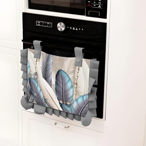Masters House Backofenabdeckung, 40 x 50 cm, blaue Federn, Digitaldruck, hypoallergen, Mikrofaser, 100 % Made in Italy, elegante Kücheneinrichtung von Masters House Biancheria per la Casa