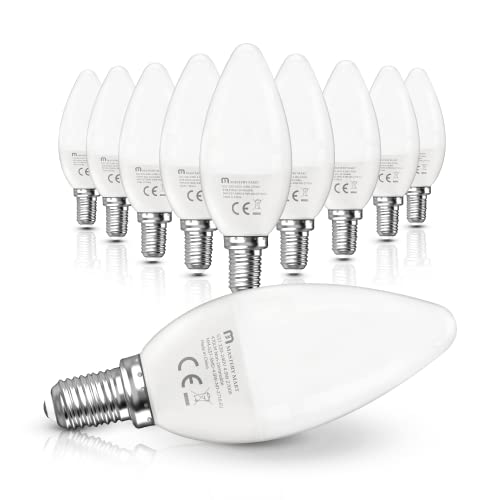 Mastery Mart E14 LED Kerzenglühbirnen, 4,9 W C37, Kerze Birne, 2700 K, Weiches Weiß, 40 W Glühlampen Äquivalent, 470 lm, Nicht dimmbar, 10er-Pack von Mastery Mart