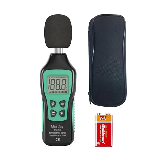 Dezibel-Messgerät, Digitaler Schallpegelmesser 30-130 dB(A), Tragbares SPL-Messgerät mit hintergrundbeleuchtetem LCD-Display, Audio-Lärm-Messgerät mit MAX/MIN, Data Hold, Taschenlampe Home Factory von Mastfuyi