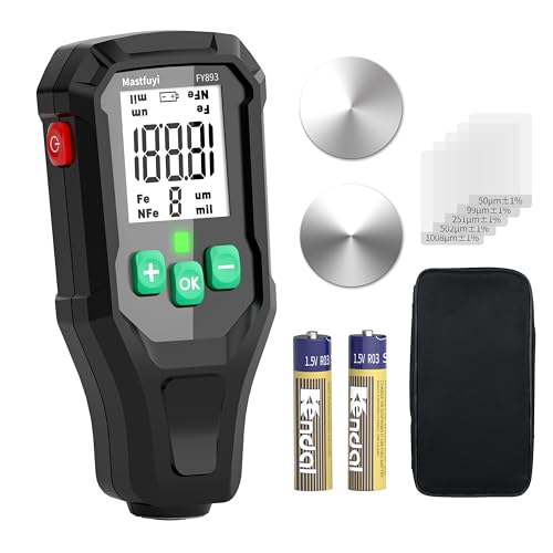 Lackschichtdickenmessgerät, Lackdickenmessgerät, Digital Car Coating Depth Gauge Tester mit Resol 0.1mil, Tragbares Lackdickenmessgerät für Gebrauchtwagenkäufer Autoaufbereiter, F/NF Messung, Auto-Aus von Mastfuyi