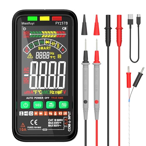 Multimeter Digital, Wiederaufladbarer Elektrischer Tester, NCV Intelligenter Multitester, TRMS 6000, Überlastungsschutz, Auto-Range, Spannung, Strom, Kapazität, Kontinuität, Frequenz, Widerstand von Mastfuyi