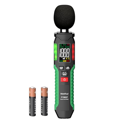 Schallpegelmesser Digitaler, Dezibel-Meter 30-130 dB mit A/C gewichtet, Audio-Lärm-Messgerät, tragbares SPL-Messgerät mit LCD-Farbdisplay, Data Hold, MAX Hold, Taschenlampe, Home Office Factory von Mastfuyi