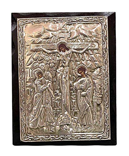 Mastic of Chios Handgefertigte Ikone der Kreuzigung Jesu Christi (24 x 19 cm oder 9,4 x 7,5 Zoll) Duft mit Heiliger (Chrism- Myrrh) von Mastic of Chios
