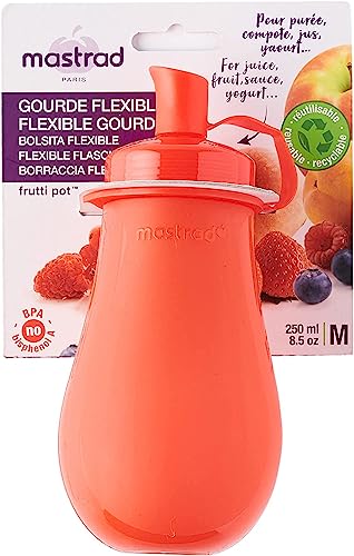 Mastrad - Frutti Pot – Trinkflasche nachfüllbar und wiederverwendbar – zum Transport von Pürees, Kompotten und Joghurt – klein und groß – 250 ml – luftdicht – BPA-frei – Rot von mastrad