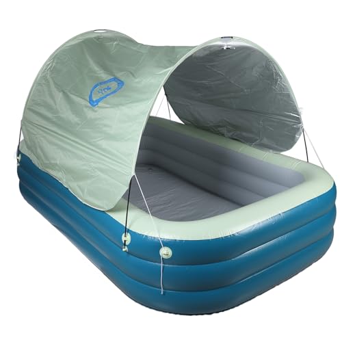 Masyrt Aufblasbarer Familienpool, Blowpool mit Baldachin, Großer Aufblasbarer Pool mit Wasserrutsche für Erwachsene Familien Im Hinterhof Im Freien, 2,6 M, 2,6 M (Grün) von Masyrt