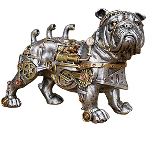 Masyrt Bulldog -Statue 21 * 18 * 12 Mechanische Punk -Hundeharzhandwerk Steampunk Bulldog Hundeharz Statue Desktop Fensterdekoration Home Ornamente von Masyrt