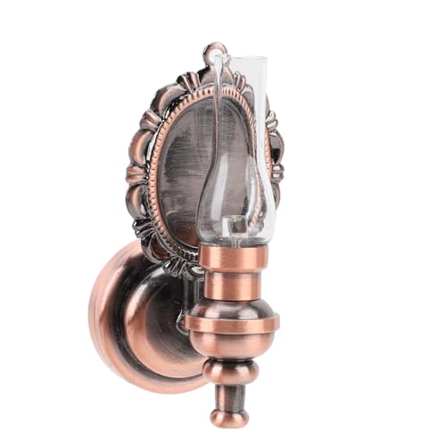 Masyrt LED -Wandlampe, Kippschalter, Puppenhausminiatur 1:12 Skala für Dollhouse Wohnzimmer Küche, Klare Lampenschirm, Batterie Inbegriffen (Bronze) von Masyrt