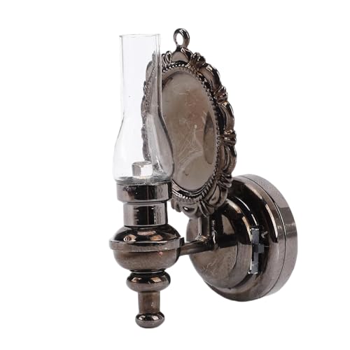 Masyrt LED -Wandlampe, Kippschalter, Puppenhausminiatur 1:12 Skala für Dollhouse Wohnzimmer Küche, Klare Lampenschirm, Batterie Inbegriffen (Schwarz) von Masyrt