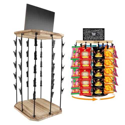 Masyrt Snack Display Rack, Chip Rack Display Ständer 5 Stufen 40 Clips 360 Grad Rotierender Snack -Organizer mit Holzbasis für Büroschreibtisch -Arbeitsplatten Party Masyrt Snack Display Rack, Chip Rack Display Ständer 5 Stufen 40 Clips 360 Grad Rotierender Snack -Organizer mit Holzbasis für Büroschreibtisch -Arbeitsplatten Party von Masyrt