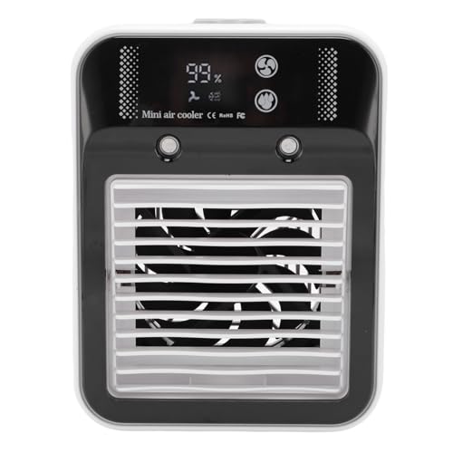 Masyrt Tragbare Klimaanlage mit Nebel, Niedrigem MINI -USB -USB -wiederaufladbarer Desktop -Luftkühler Zum Arbeitsplatz, Digitalanzeige, Griff, Naturwindmodus von Masyrt