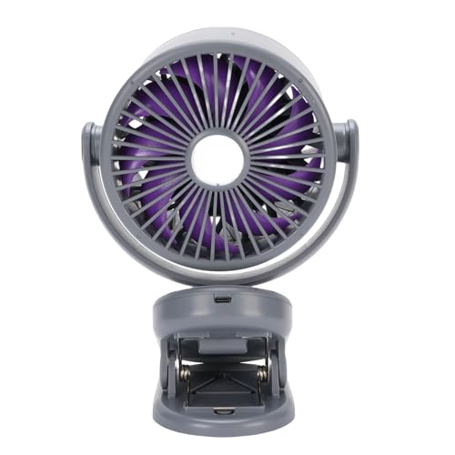 Masyrt Tragbarer Clip auf Lüfter,Kleiner Leistungsstarker Tilt Schreibtischventilator,100 Geschwindigkeiten USB Mini Desktop Wandmontage Clip auf Lüfter für Home Office Kinderwagen (Lila grau) von Masyrt