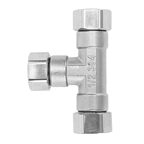 Masyrt Wasserrohrgelenk Edelstahl 3 -Wege T -Ship Anpassung G1/2, Proof Stecker, Geeignet für Wasser und Gas Geeignet (Weiblicher Thread) von Masyrt