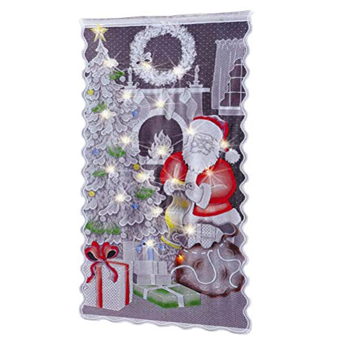 Masyrt Weihnachts-Spitzen-Halbverdunkelungsvorhänge mit LED-Lichtfunktion, Weihnachtsmann-Design für Wohnzimmer und Schlafzimmer – Ideal für Weihnachtliche Heimdekoration (ohne Masyrt Weihnachts-Spitzen-Halbverdunkelungsvorhänge mit LED-Lichtfunktion, Weihnachtsmann-Design für Wohnzimmer und Schlafzimmer – Ideal für Weihnachtliche Heimdekoration (ohne von Masyrt