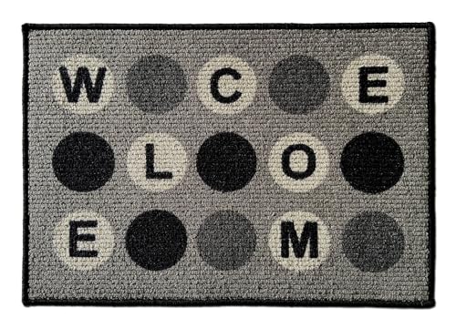 Mat-Master Fußmatte 50x70 cm/rutschfeste waschbare Fußmatte mit starker Nässe,-Schmutzfangfunktion (Welcome Punkte) von Mat-Master