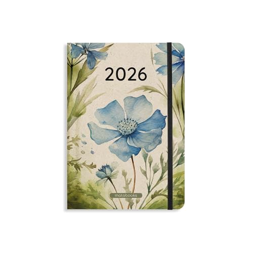 matabooks – A5 Kalender Samaya 2026 Farbe: Spring Green (DE/EN): Veganer Jahresplaner aus nachhaltigem Graspapier von Matabooks