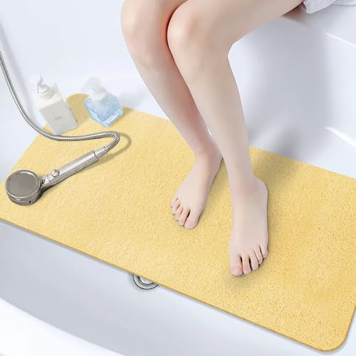 Matace Rutschfeste, schnell trocknende Badewannenmatten, weiches PVC, Luffa, zuschneidbar, Badezimmerteppiche mit Abfluss für Badewanne, Dusche und Nassbereiche (40,6 x 91,4 cm, Beige), JK-BRG-Beige36 von Matace