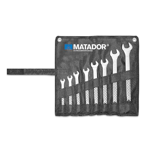 MATADOR Maulschlüssel Set 8-teilig in Werkzeug Rolltasche | 6 x 7-20 x 22 mm Schraubenschlüssel | MATADOR Gabelschlüsselsatz Artikel-Nr. 01009080 von MATADOR Schraubwerkzeuge