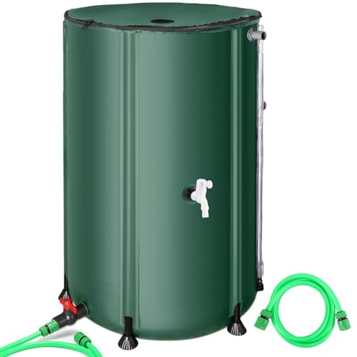 Faltbare Regentonne 380 Liter mit Anti-Kollaps-System – Tragbares Wasserfass Regentonne mit Fallrohr, Filter, 2 Hähnen & Überlauf – Grüner Regentonne Wassertank für Regenwassersammlung von Matalde