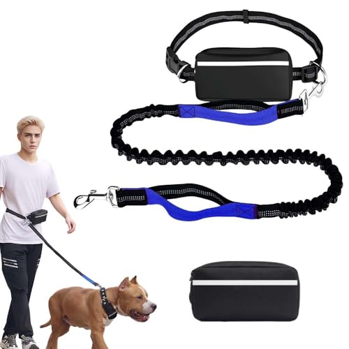 Joggingleine Hunde, Laufleine Freihandleine für Hunde, Bauchgurt Freihändige Hundeleine mit bauchgurt zum Joggen Laufen Wandern mit Dual Griffe, Reflektierende Nähte (#01, 1 Leinen) von Matame