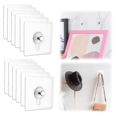 Klebenagel,Bilder Aufhängen Ohne Bohren,Klebehaken Bilderrahmen, Bildaufhänger Selbstklebend für Bilder, Poster, Fotos, Dekorative Gemälde (12PCS) von Matame