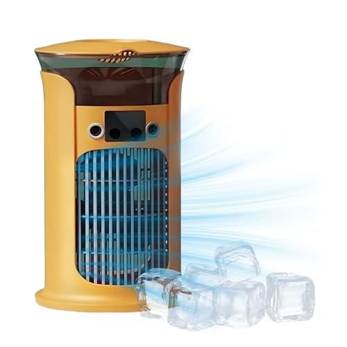 Klimaanlage Mobil, 4 in 1 Mobile Air Conditioner, Mini Klimagerät, Klimaanlage Ohne Abluftschlauch, Luftkühler mit 800ml Wassetank Verdunstungskühlung (Orange) von Matame