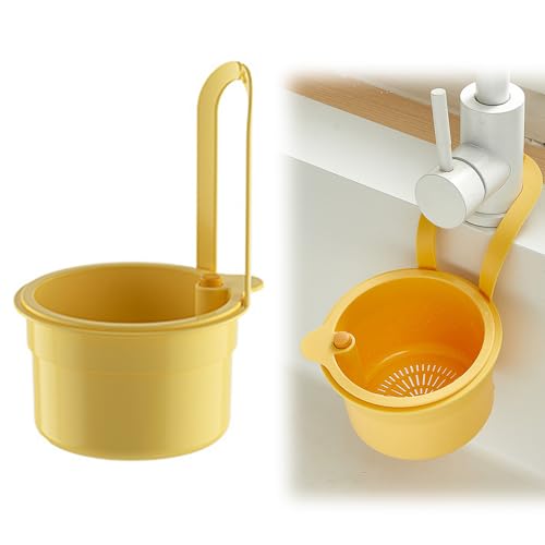 Sieb für Spülbecken, Multi-functional Spülbecken Sieb, Siebkorb Spüle Drain Basket, Wasserhahn Hängender Filterkorb, Küchenspüle Abfluss Korb für Waschen Organizer (Gelb-1PCS) von Matame