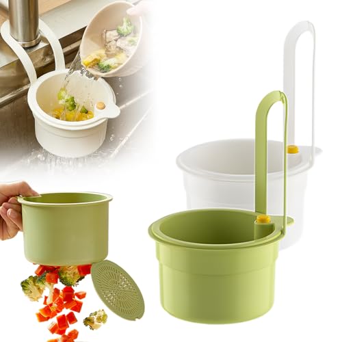 Sieb für Spülbecken, Multi-functional Spülbecken Sieb, Siebkorb Spüle Drain Basket, Wasserhahn Hängender Filterkorb, Küchenspüle Abfluss Korb für Waschen Organizer (Weiß+Grün) von Matame