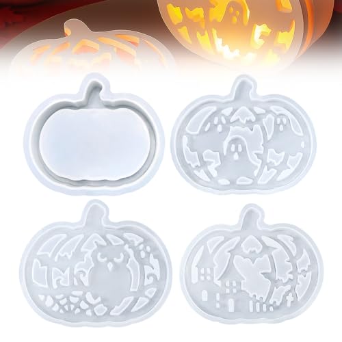 Silikonformen Gießformen, 4PCS Gießformen Silikon Halloween Kürbis Herbst, Silikonform Kürbis mit Helloween Elemente Muster, Silikonform Herbst, Gipsformen zum Gießen für DIY Kürbis Deko (1 Set) Silikonformen Gießformen, 4PCS Gießformen Silikon Halloween Kürbis Herbst, Silikonform Kürbis mit Helloween Elemente Muster, Silikonform Herbst, Gipsformen zum Gießen für DIY Kürbis Deko (1 Set) von Matame