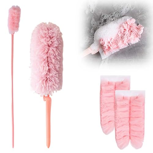 Staubwedel Teleskop,Spinnenwebenentferner, Staubwedel Waschbar,360° staubaufnahme mit Weichem Silikon Cap Spinnenwebenentferner Staubwischer (2PCS) von Matame