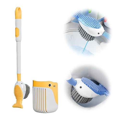 Toilettenbürste Silikon,2025 Neu Keine Deckungslücke Toilet Brush Silikon Klobürste mit Saugnapf Sockel für die Wandmontage ohne Bohren (Gelb) von Matame