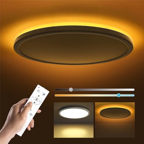 Matane LED Deckenleuchte Dimmbar 24W, Deckenlampe mit Fernbedienung, 2000K Nachtlicht Warm, Panel 3000K-6500K Dimmbar für Schlafzimmer Kinderzimmer Wohnzimmer-Rund Weiss 30x2.5cm von Matane
