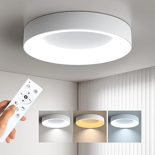 Matane LED Deckenleuchte Dimmbar 24W, Deckenlampe mit Fernbedienung, Lampe 3000K-6500K 2400lm für Wohnzimmer Schlafzimmer Kinderzimmer Badezimmer Modern Rund Weiß 28cm von Matane