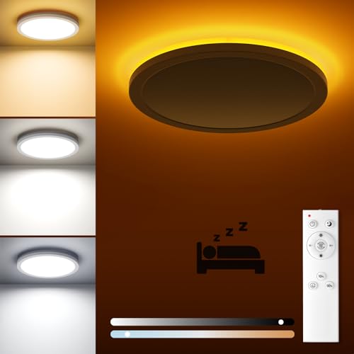 Matane LED Deckenleuchte Dimmbar mit Fernbedienung, 18W Ø22cm Deckenlampe mit 5W Nachtlicht Warm Lampen, 3000K-6500K Dimmbar Flach Panel für Schlafzimmer Kinderzimmer Badezimmer Flur-Rund Weiß Matane LED Deckenleuchte Dimmbar mit Fernbedienung, 18W Ø22cm Deckenlampe mit 5W Nachtlicht Warm Lampen, 3000K-6500K Dimmbar Flach Panel für Schlafzimmer Kinderzimmer Badezimmer Flur-Rund Weiß von Matane