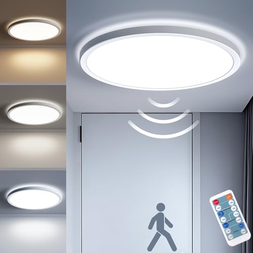 Matane LED Deckenleuchte mit Bewegungssensor Innen,18W Dimmbar Deckenlampe Panel mit Radar Bewegungsmelder und Fernbedienung, Flach Sensor Licht für Keller,Flur,Bad,Treppe, Rund Weiß 22cm Matane LED Deckenleuchte mit Bewegungssensor Innen,18W Dimmbar Deckenlampe Panel mit Radar Bewegungsmelder und Fernbedienung, Flach Sensor Licht für Keller,Flur,Bad,Treppe, Rund Weiß 22cm von Matane