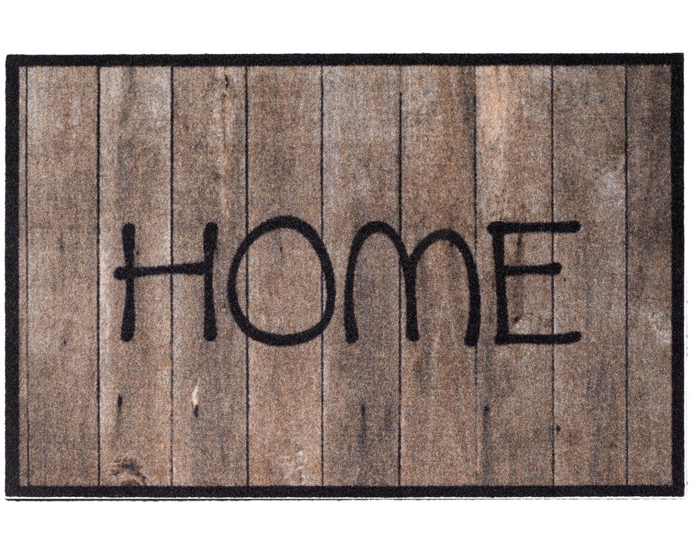 Fußmatte Fussabtreter Home Spruch Holz-Optik als Outdoor Sauberlaufmatte, matches21 HOME & HOBBY, rechteckig, Höhe: 7 mm, Wetterfeste 50x75 cm Aussen-Bereich Türmatte als Schmutzfangmatte von matches21 HOME & HOBBY