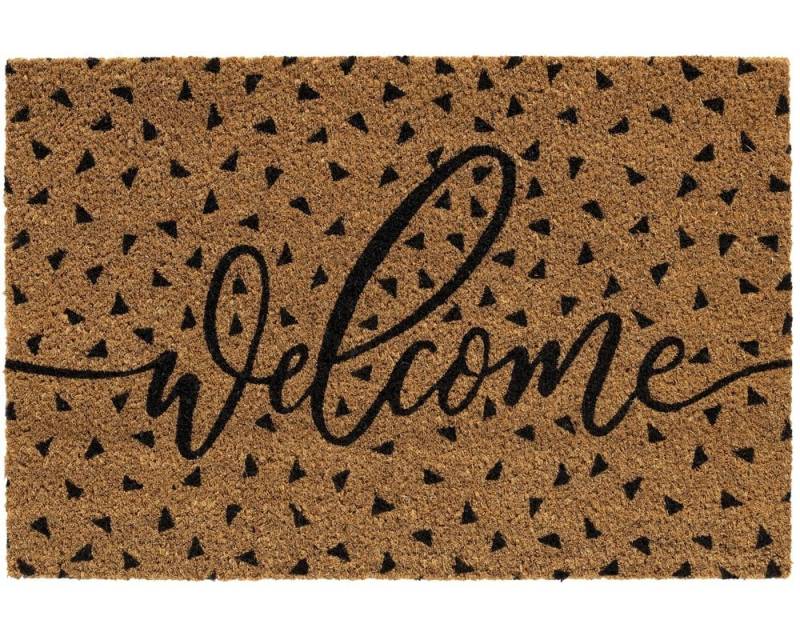 matches21 HOME & HOBBY Fußmatte Kokosmatte Welcome Spruch Dreiecke als aussen Sauberlaufmatte, rechteckig, Höhe: 15 mm, Rutschfeste Kokos-Türmatte als Outdoor Schmutzfangmatte 40x60 cm von matches21 HOME & HOBBY