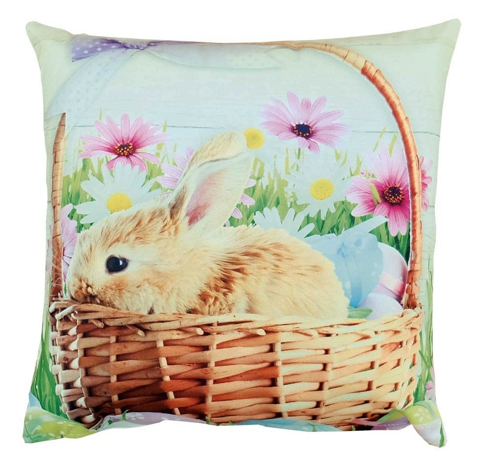 matches21 HOME & HOBBY Kissenbezüge Kissen-Bezug Ostern Osterhase Osternest bunt 40x40 cm, (1 Stück), Wohnzimmer Kissen-Hülle als Deko-Kissen Zier-Kissen Sofa-Kissen von matches21 HOME & HOBBY