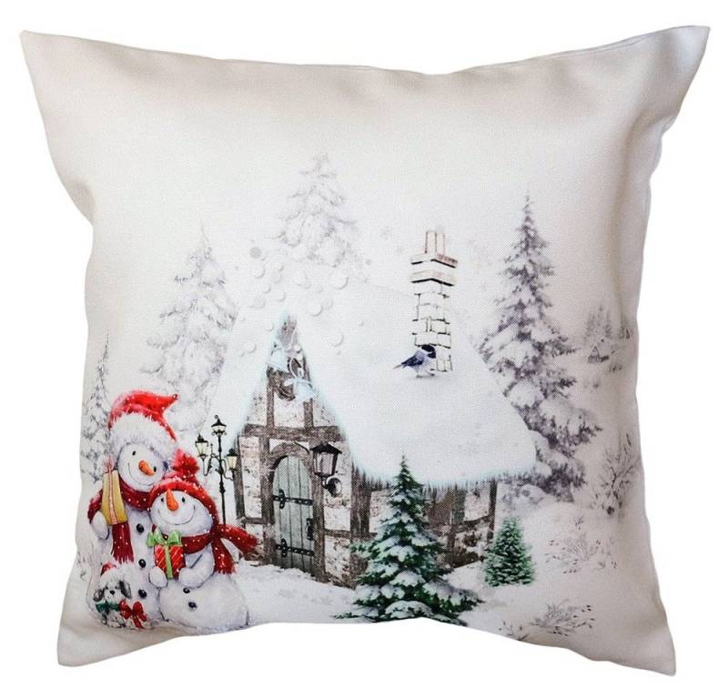 Kissenbezüge Kissen-Bezug ROBINA Schneemänner Weihnachten bunt 40x40 cm, matches21 HOME & HOBBY (1 Stück), Wohnzimmer Kissen-Hülle als Deko-Kissen Zier-Kissen Sofa-Kissen von matches21 HOME & HOBBY